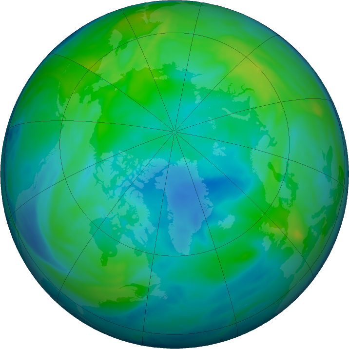 Arctic ozone map for 03 November 2019